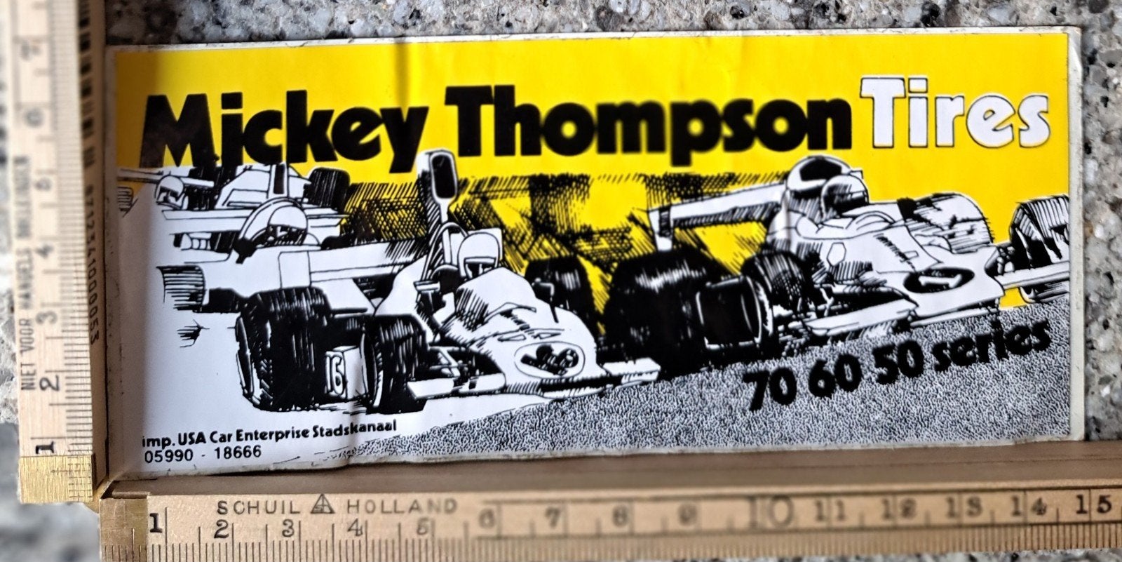 Vintage sticker Mickey Thompson Tires formule 1 merk logo, Ophalen of Verzenden, Zo goed als nieuw, Auto of Motor