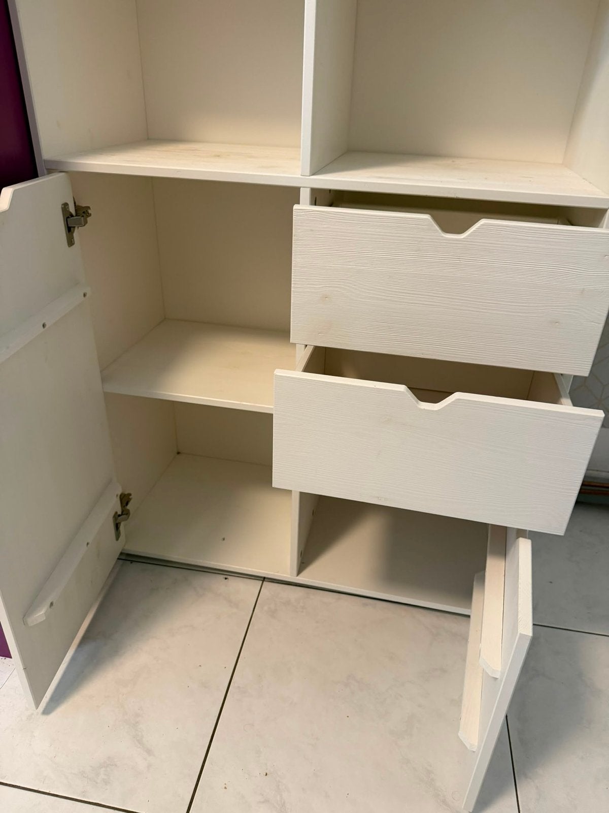 Witte kast met planken en lades, Huis en Inrichting, Kasten | Overige, Ophalen, Gebruikt