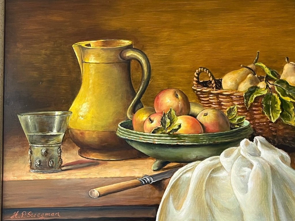 HP Steegman, stilleven met kan, roemer en fruit, Ophalen