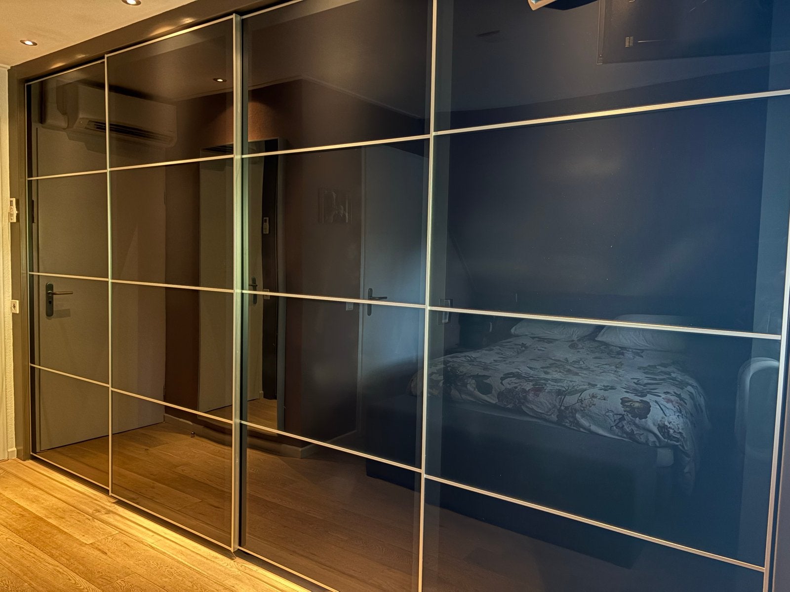 4 Luxe IKEA PAX Schuifdeuren, Donkerbruin Glas (400x236 cm), Ophalen, Gebruikt, 200 cm of meer, Glas