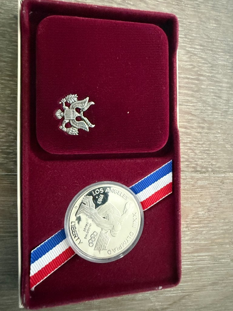 1983 Olympische Spelen Los Angeles Silver Dollar (Proof), Postzegels en Munten, Munten | Amerika, Ophalen of Verzenden, Noord-Amerika