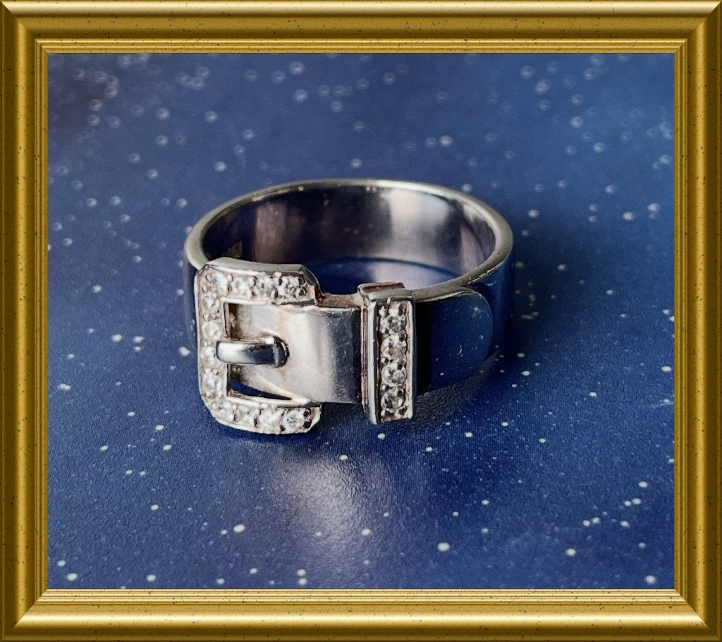 Zilveren ring: gesp, Ophalen of Verzenden, Zilver, Ring