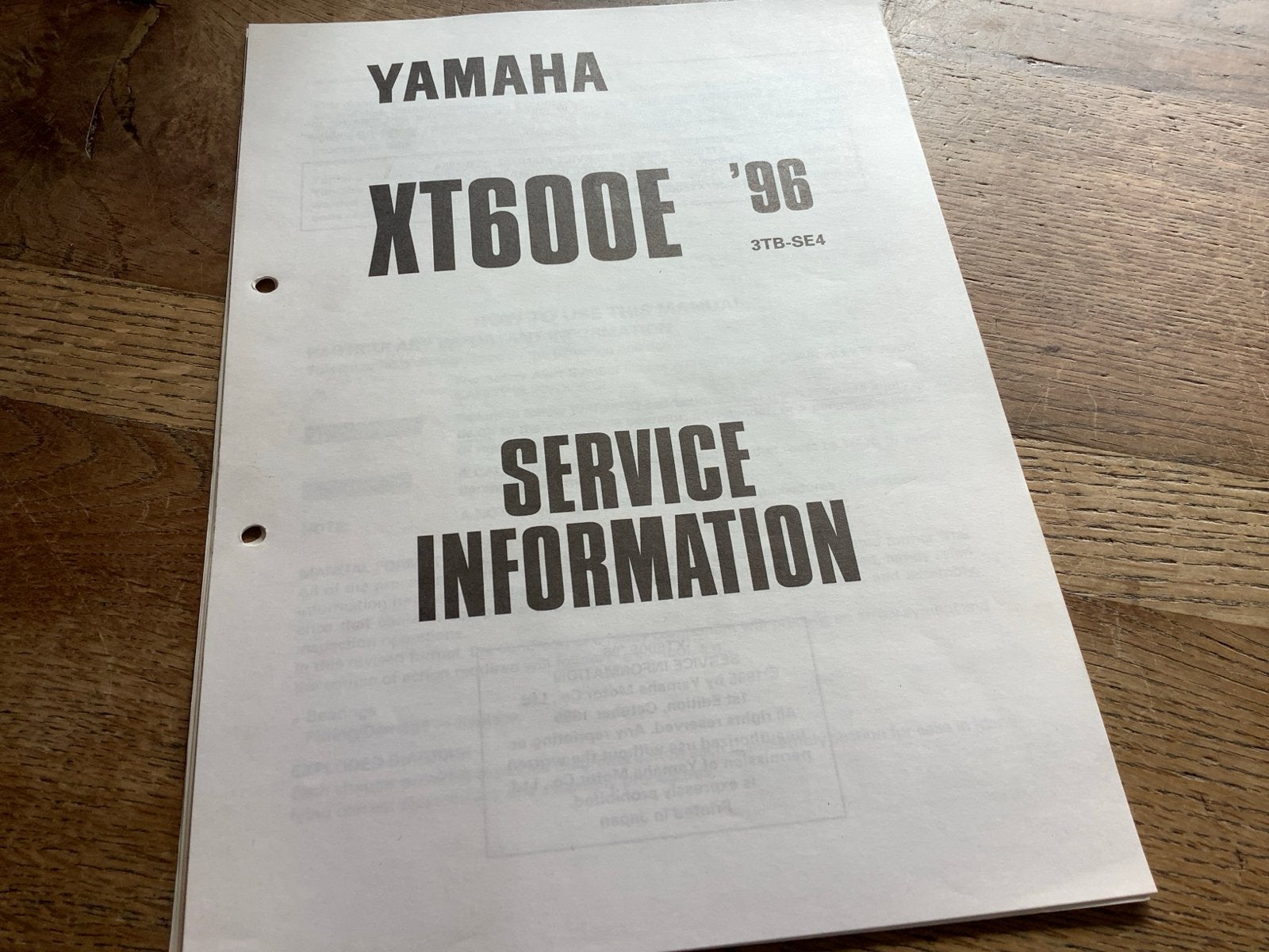 Yamaha XT600E '96 Service Informatie Handleiding. (239), Motoren, Verzenden, Yamaha
