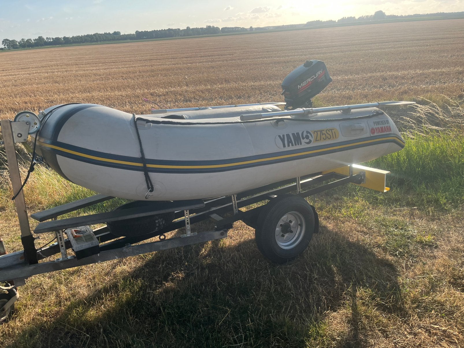 Yam 275 met mercury 4pk 2 takt, Watersport en Boten, Rubberboten, Ophalen, Zo goed als nieuw, Mercury