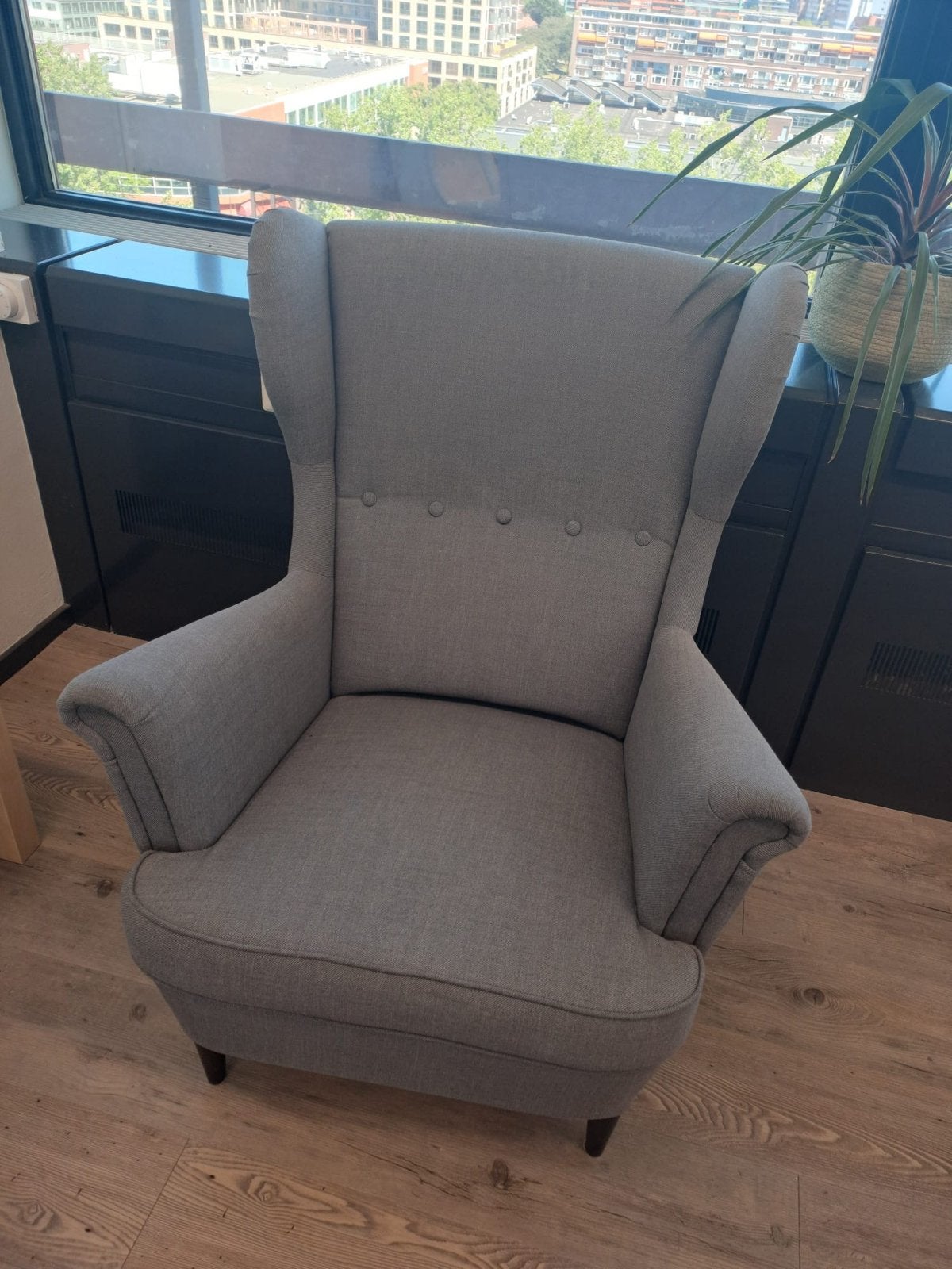 IKEA STRANDMON fauteuil - Grijs, Ophalen, Zo goed als nieuw, Stof, 75 tot 100 cm