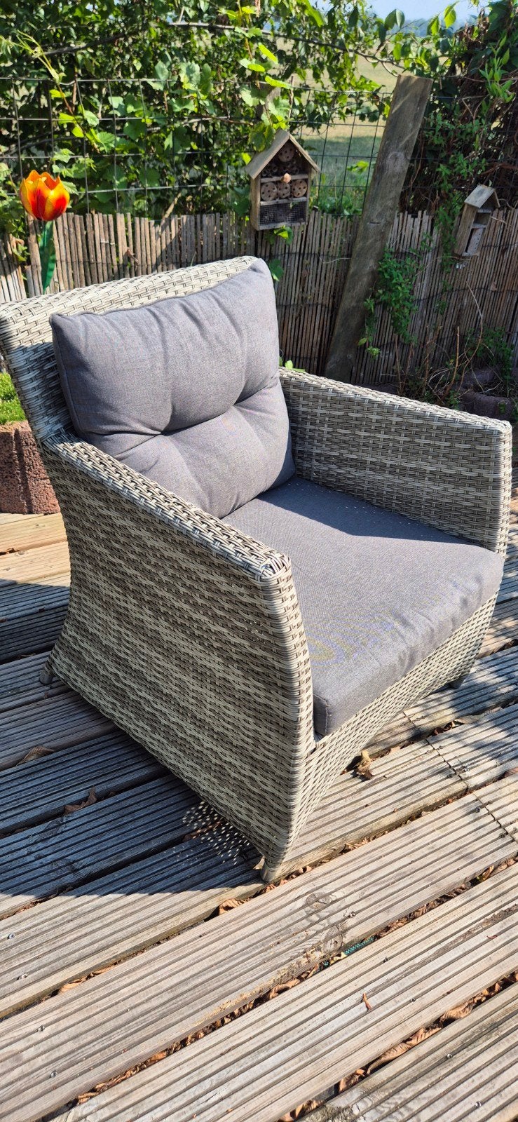 2x Comfortabele wicker tuinstoel met kussens, Ophalen, Gebruikt, Wicker