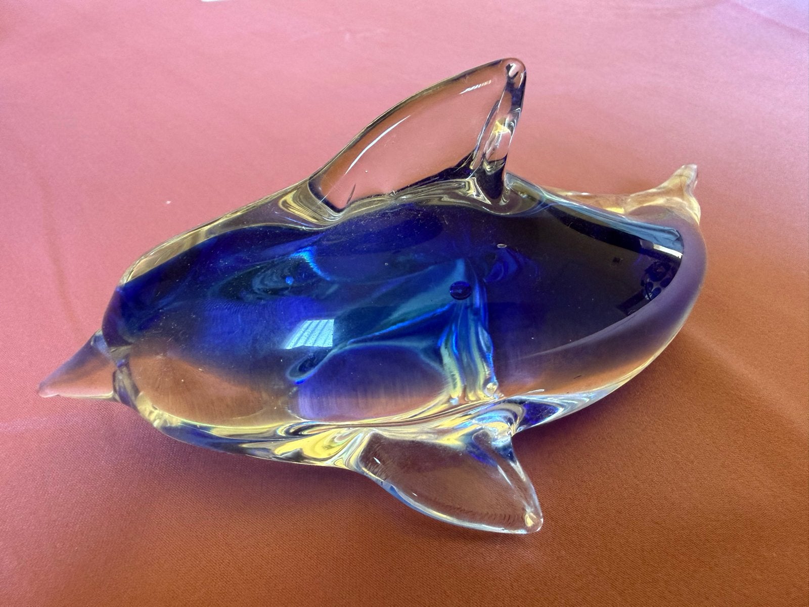 Glazen dolfijn, blauw en transparant, Antiek en Kunst, Ophalen