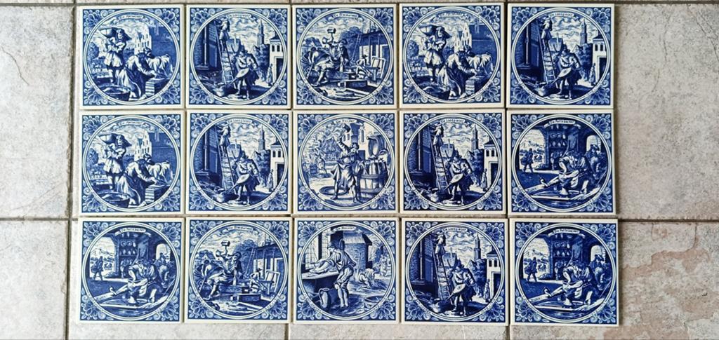 Prachtige set Delfts Blauwe tegels - Oude Ambachten -Jan L., Ophalen of Verzenden