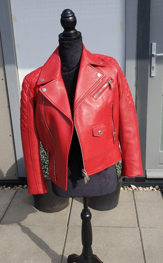 Dsquared2 Bikersjasje kleur rood, Ophalen of Verzenden, Dsquared2, Jasje, Maat 34 (XS) of kleiner