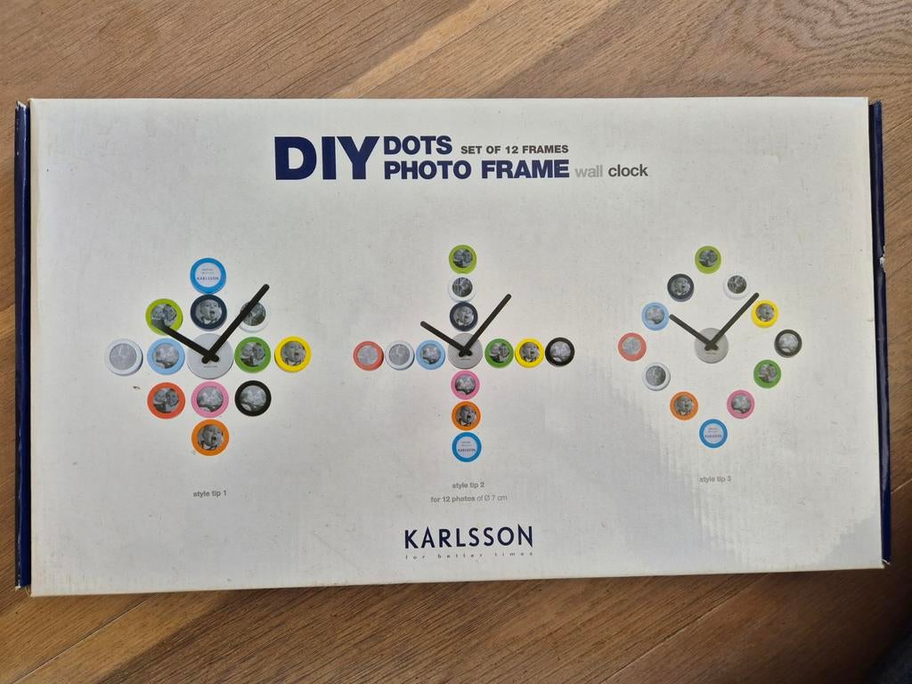 Karlsson DIY Dots Fotolijst Wandklok - Nieuw in Doos, Ophalen of Verzenden, Nieuw, Wandklok