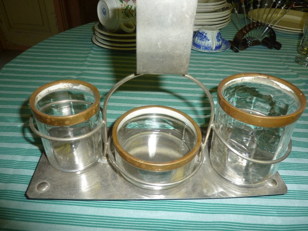 Antiek Rookstel glas sigaren sigaretten asbak, Antiek en Kunst, Ophalen of Verzenden, Koper