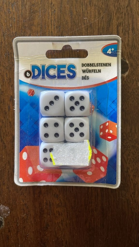 Dobbelstenen 6 stuks, Ophalen of Verzenden, Nieuw