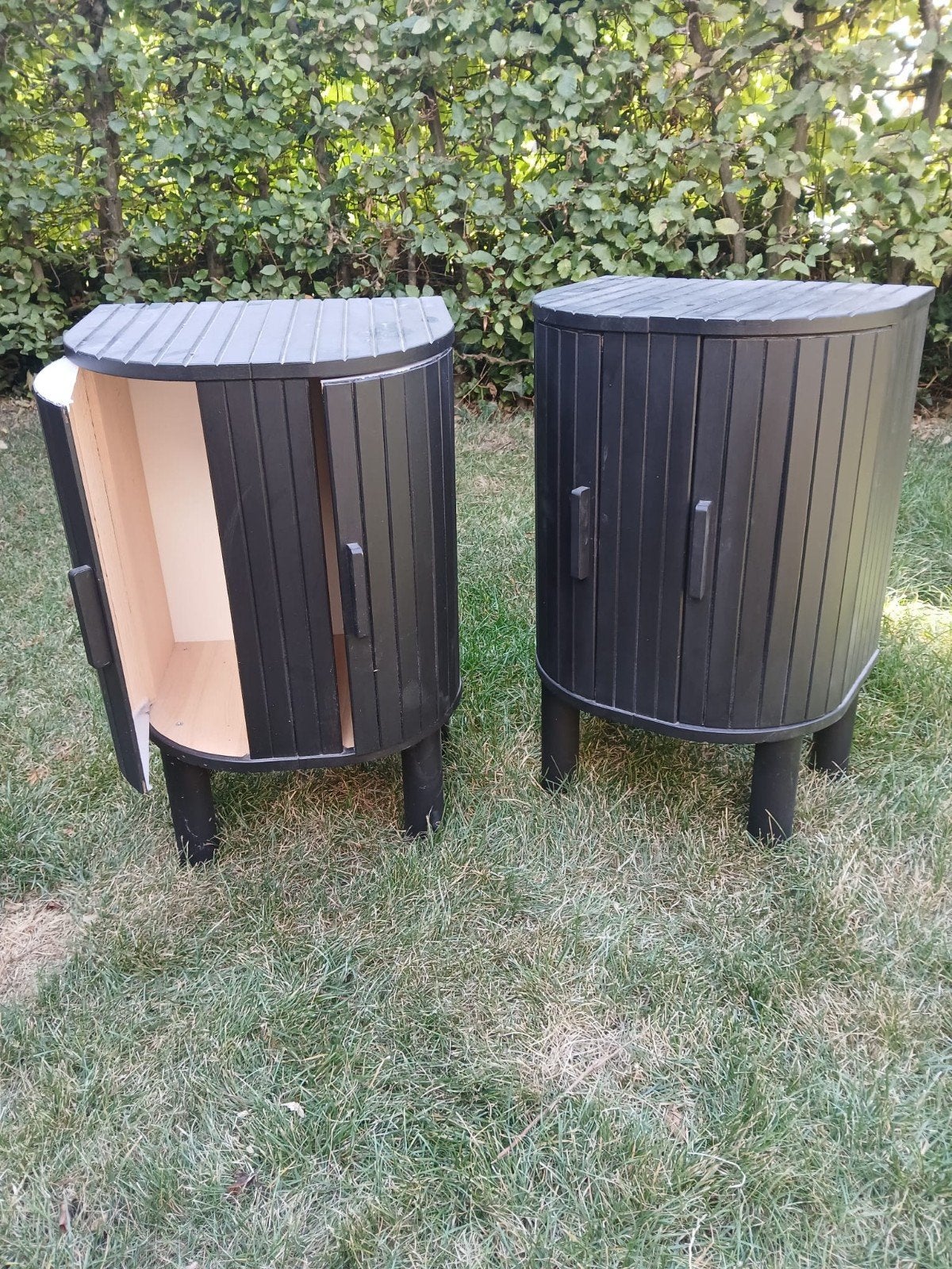 Set van 2 zwarte nachtkastjes/bijzettafels, Ophalen, Gebruikt