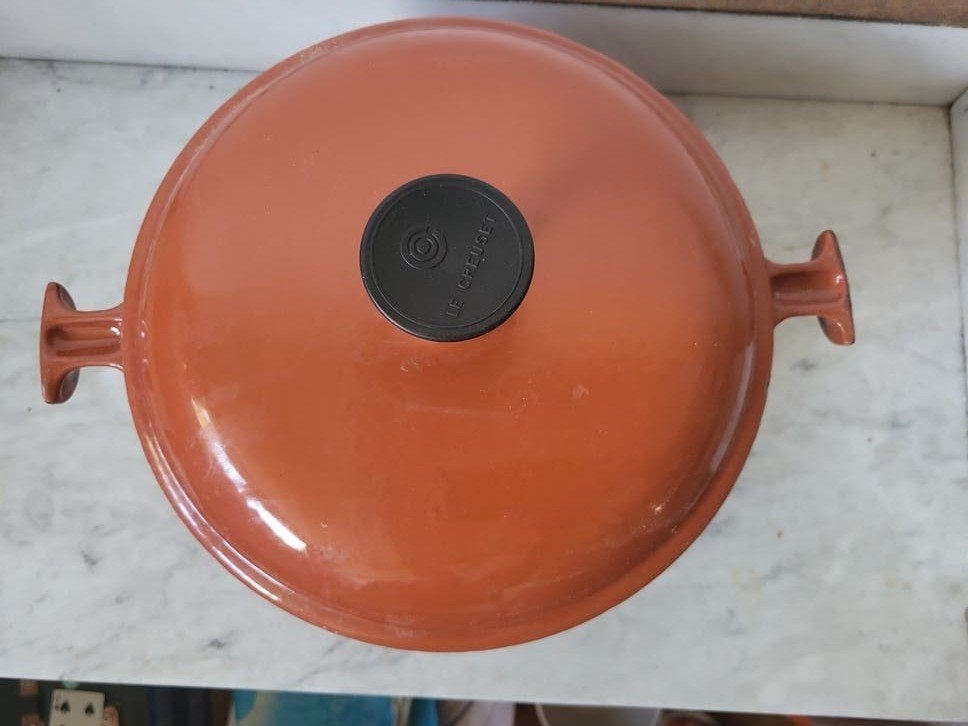 Le Creuset vintage gietijzeren braadpan 26cm, Gebruikt, Geschikt voor inductie, Le Creuset, Ophalen of Verzenden