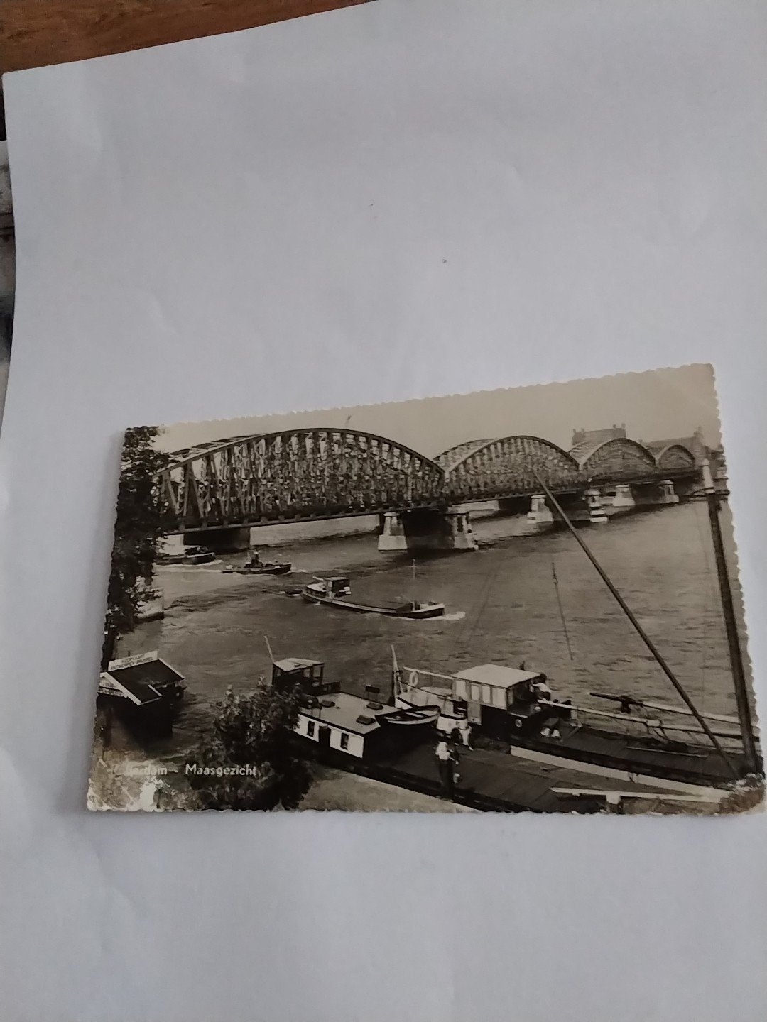 Oude Ansichtkaart Rotterdam Maasgezicht met Brug (1957), Ophalen of Verzenden