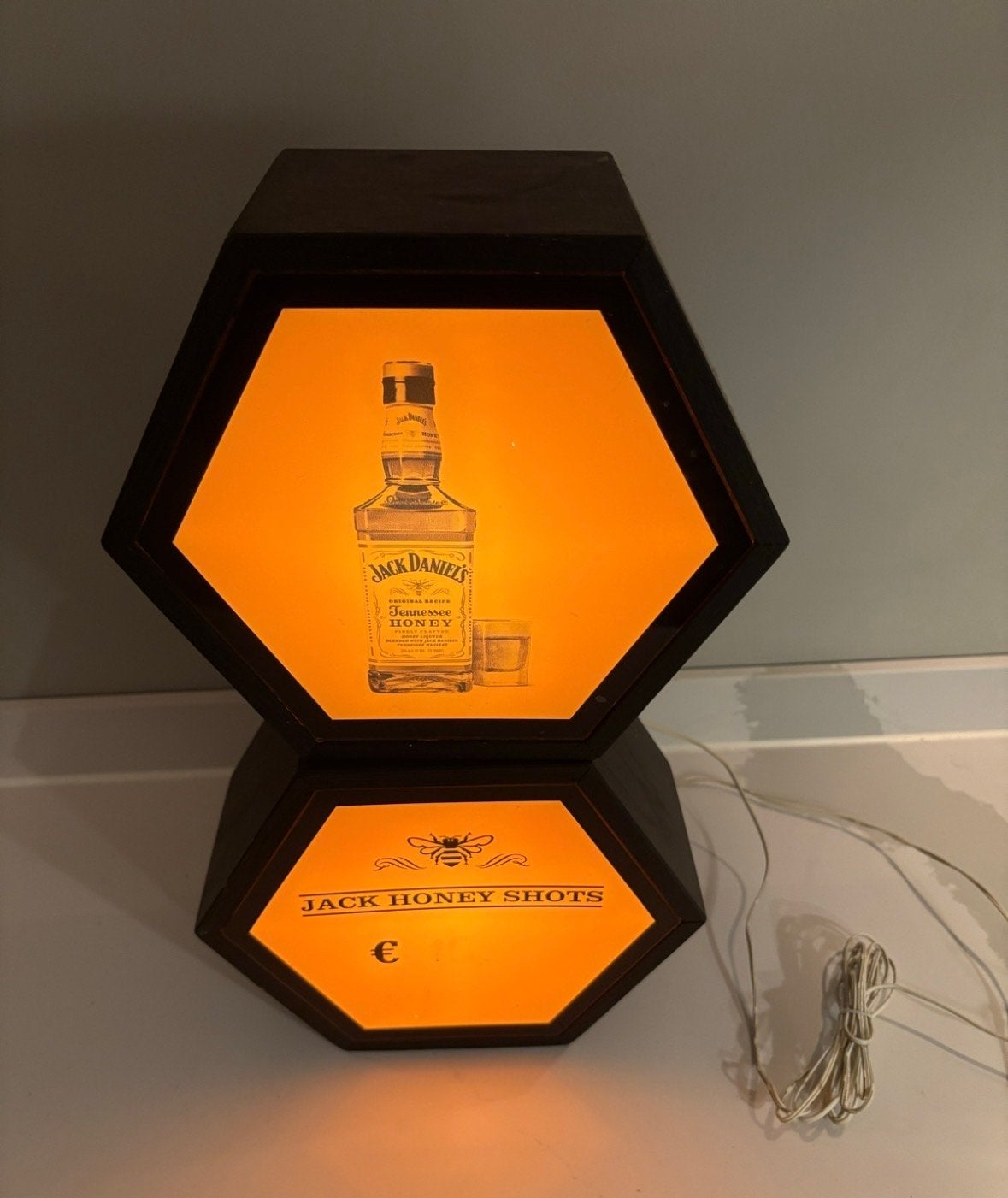 Jack Daniel's Honey Shots lichtbak of reclamelamp, Verzenden, Zo goed als nieuw, Lichtbak of (neon) lamp