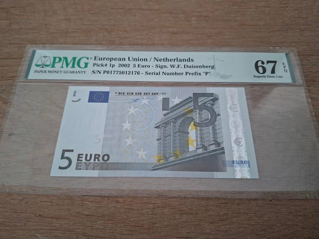 Nederland 5 euro 2002 Duisenberg PMG 67, Postzegels en Munten, Bankbiljetten | Europa | Eurobiljetten, Verzenden, Overige landen