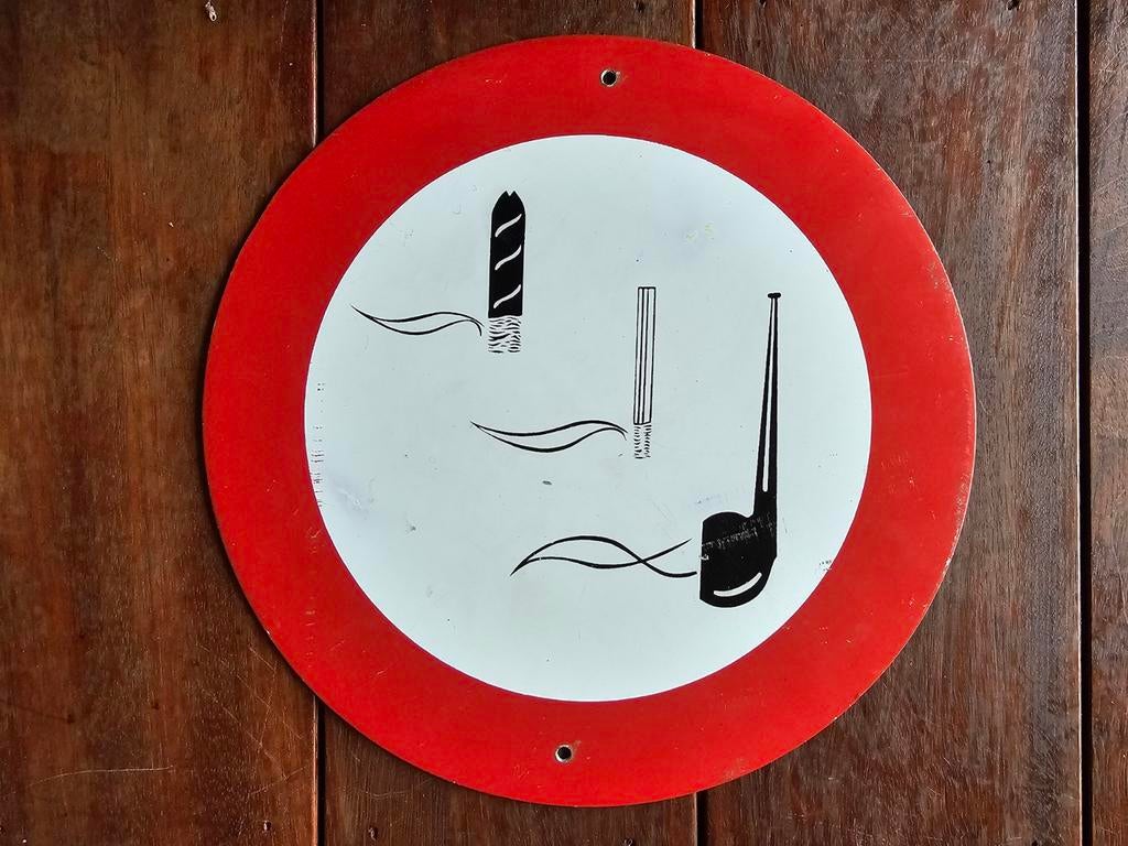 Emaille bord  roken, Ophalen of Verzenden, Gebruikt, Reclamebord