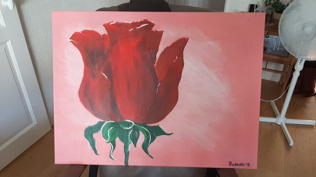 schilderij roos, Ophalen, 50 tot 75 cm, Nieuw, Schilderij