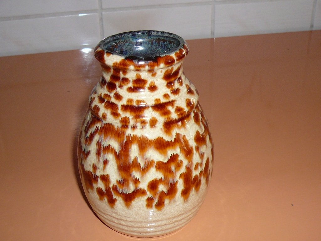 keramieke vaas bruin met beige, Ophalen of Verzenden
