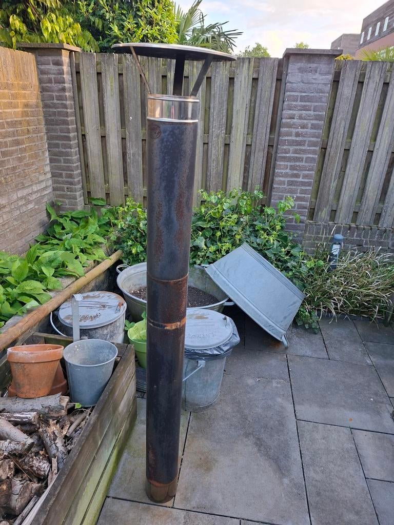 Zware kwaliteit enkelwandige kachelpijp 13cm met regenkap, Ophalen
