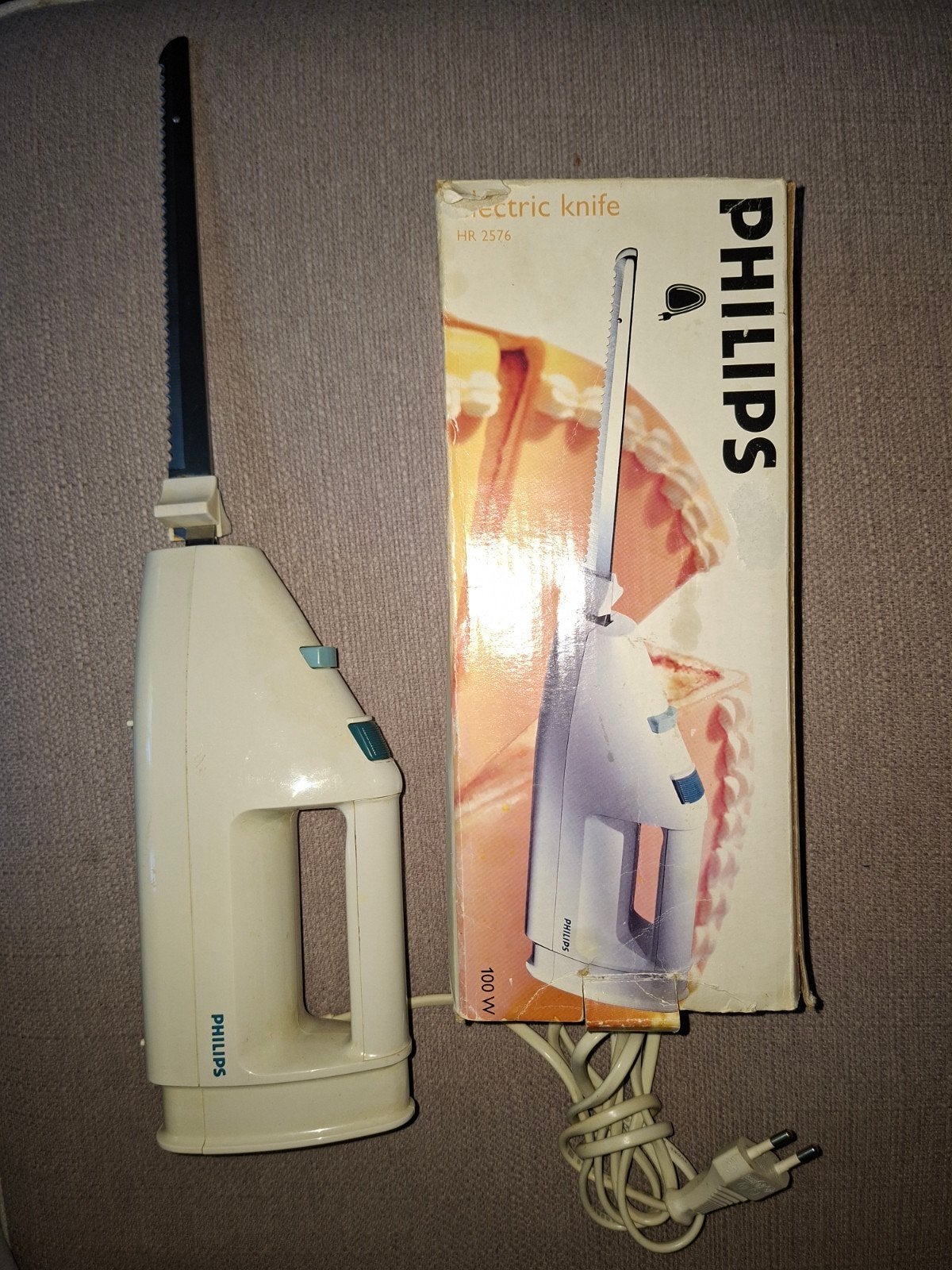 Philips Elektrisch Mes HR 2576 - Vintage Keukenhulp, Huis en Inrichting, Kunststof, Ophalen of Verzenden, Wit, Overige merken