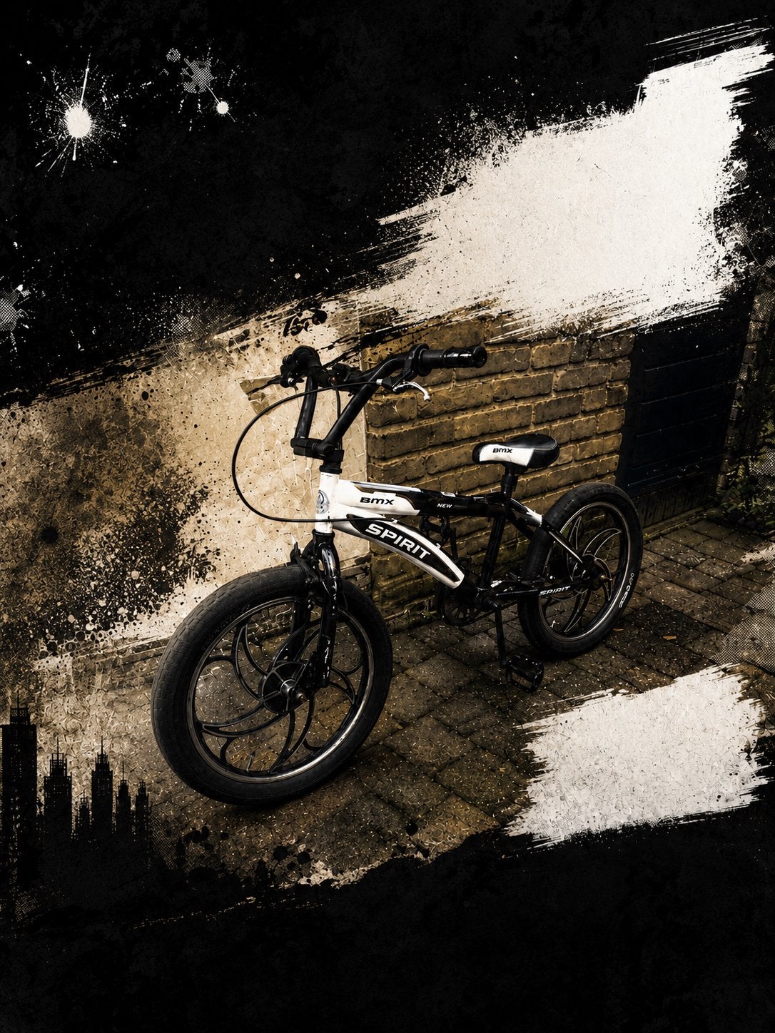 BMX Spirit Freestyle Fiets - Wit/Zwart, Fietsen en Brommers, Staal, Velgrem, Ophalen of Verzenden, Voetsteunen