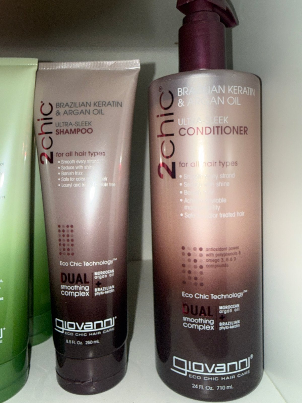 Giovanni 2chic Brazilian Keratin & Argan Oil Shampoo & Condi, Ophalen of Verzenden, Nieuw, Shampoo of Conditioner