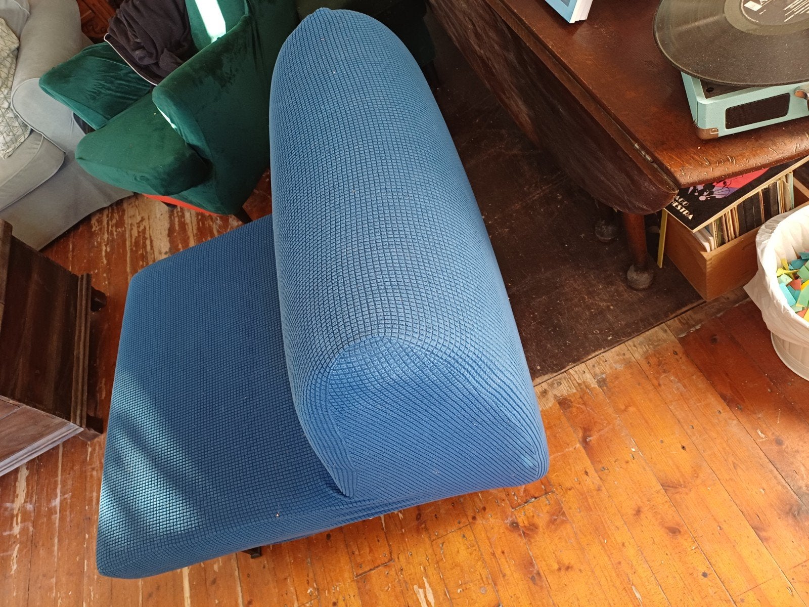 Blauwe slaapstoel/ligstoel met hoes, Ophalen, Gebruikt, Modern, functioneel, Blauw