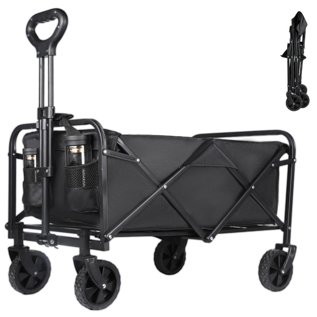 Opvouwbare boodschappenwagen / campingwagen 100L zwart, Zwart, Ophalen of Verzenden, Wieltjes, 30 cm of meer