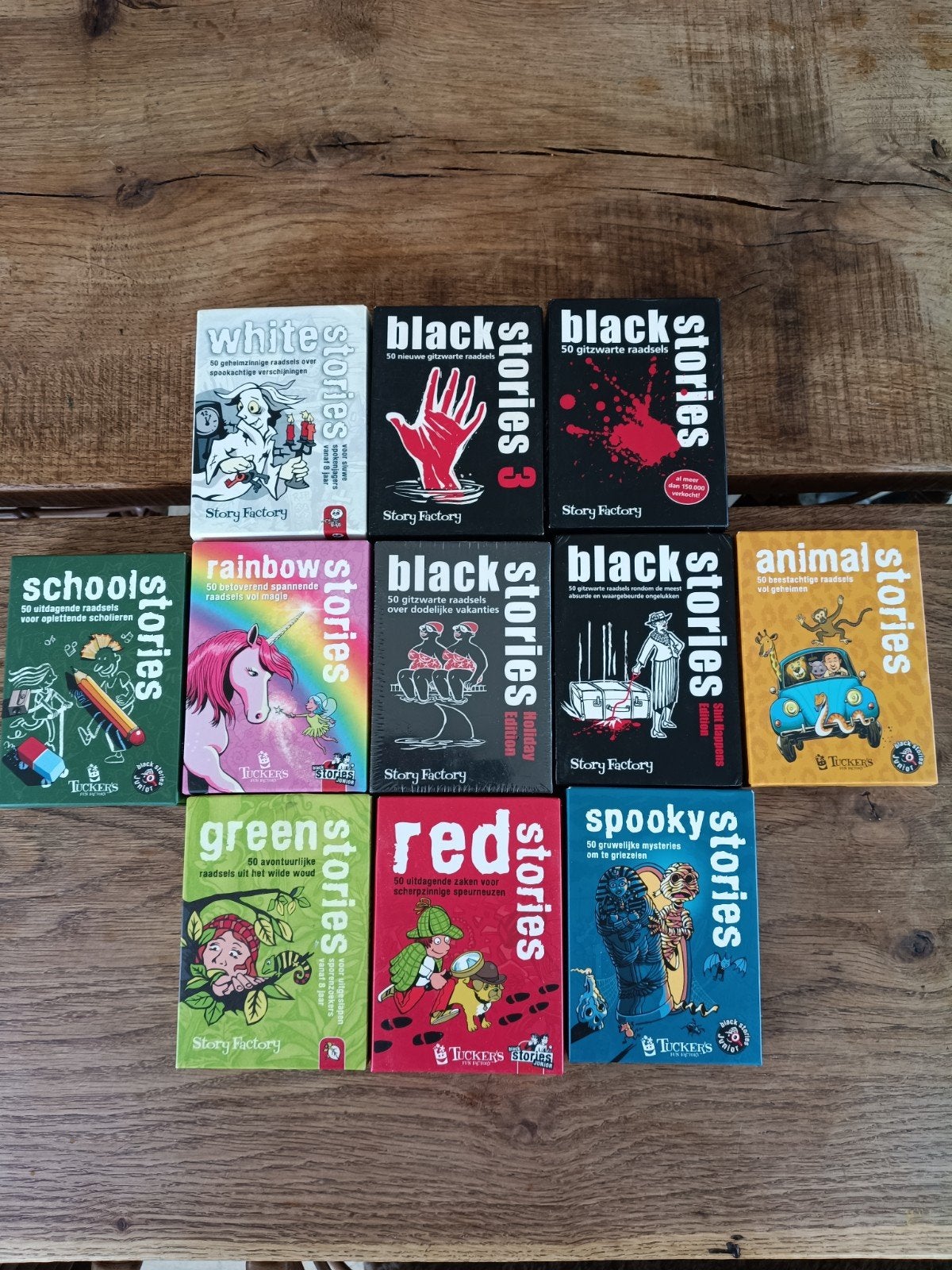 11 Verschillende Soorten 'Stories' Raadselspellen, Vijf spelers of meer, Ophalen of Verzenden, Zo goed als nieuw, Story Factory, Tuckers