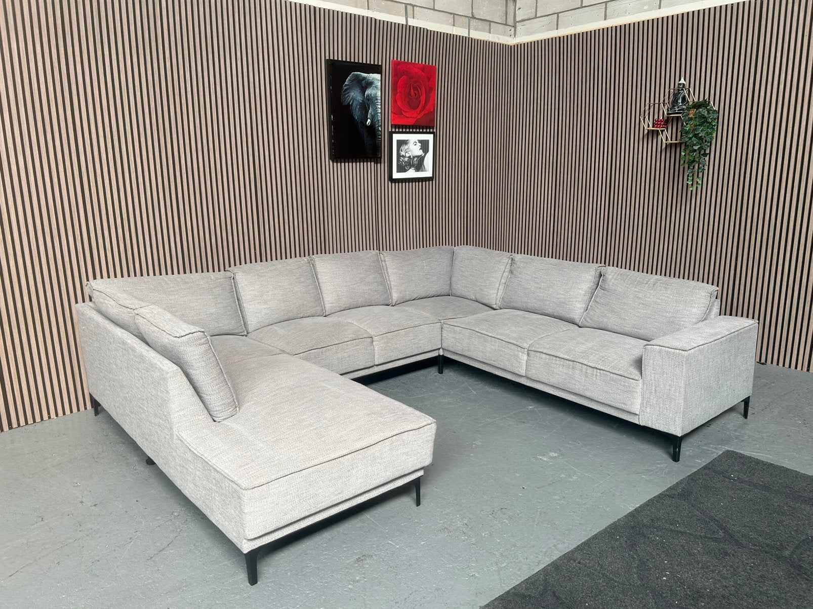 GRATIS LEVERING U-Bank Grijs 302x265x213 GEREINIGD, U bank, Hoekbank, 300 cm of meer, Ophalen of Verzenden