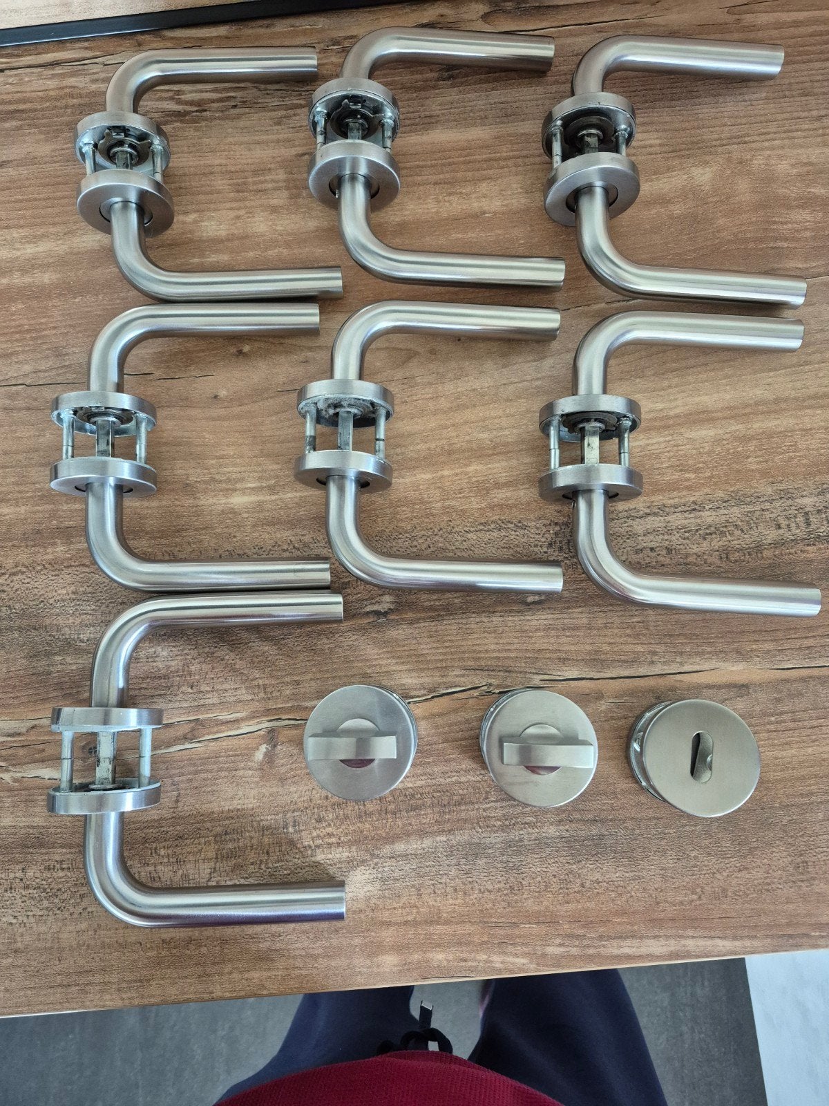 RVS Deurklinken Set met WC-sluiting en Sleutelgat, Ophalen, Zo goed als nieuw, Rvs, Klink of Kruk