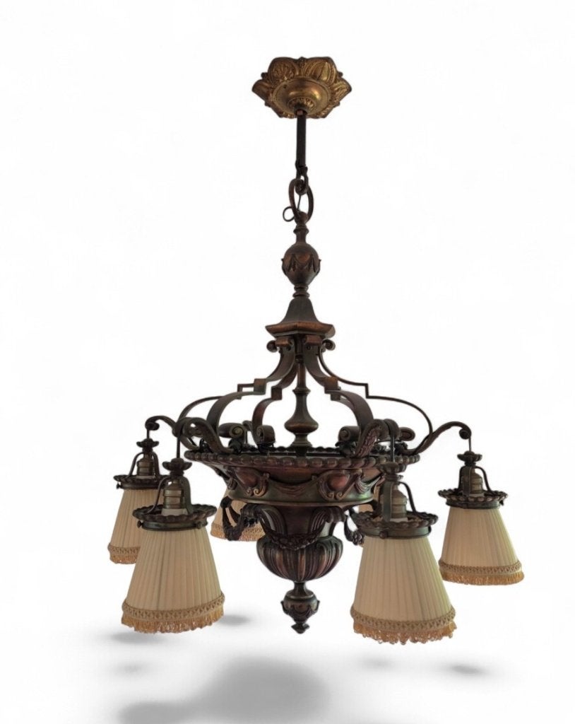 28. Messing hanglamp, Art Deco, ca. 1930, Ophalen