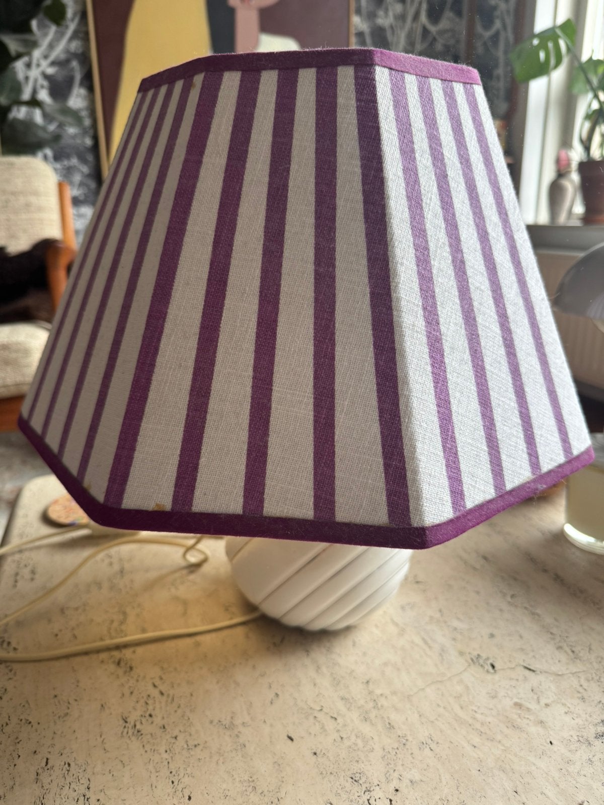 Vintage lampje met lampenkappen Anna + Nina, Ophalen, Gebruikt, Tafellamp, Steen/keramiek