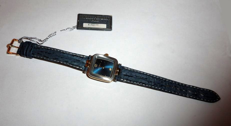 Armband Michel Herbelin horloge donkerblauw stainless, Overige merken, Overige materialen, Leer, Polshorloge