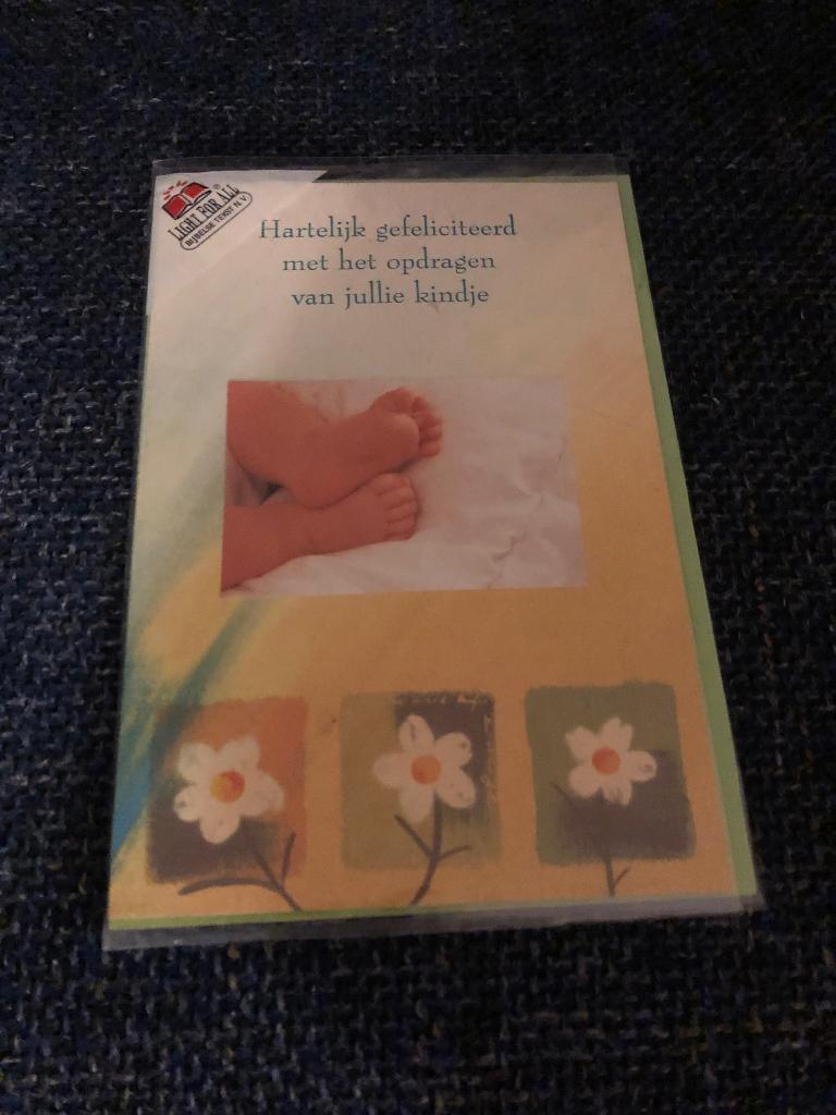 Kaart met envelop gefeliciteerd opdragen van jullie kindje, Diversen, Wenskaarten, Nieuw, Ophalen