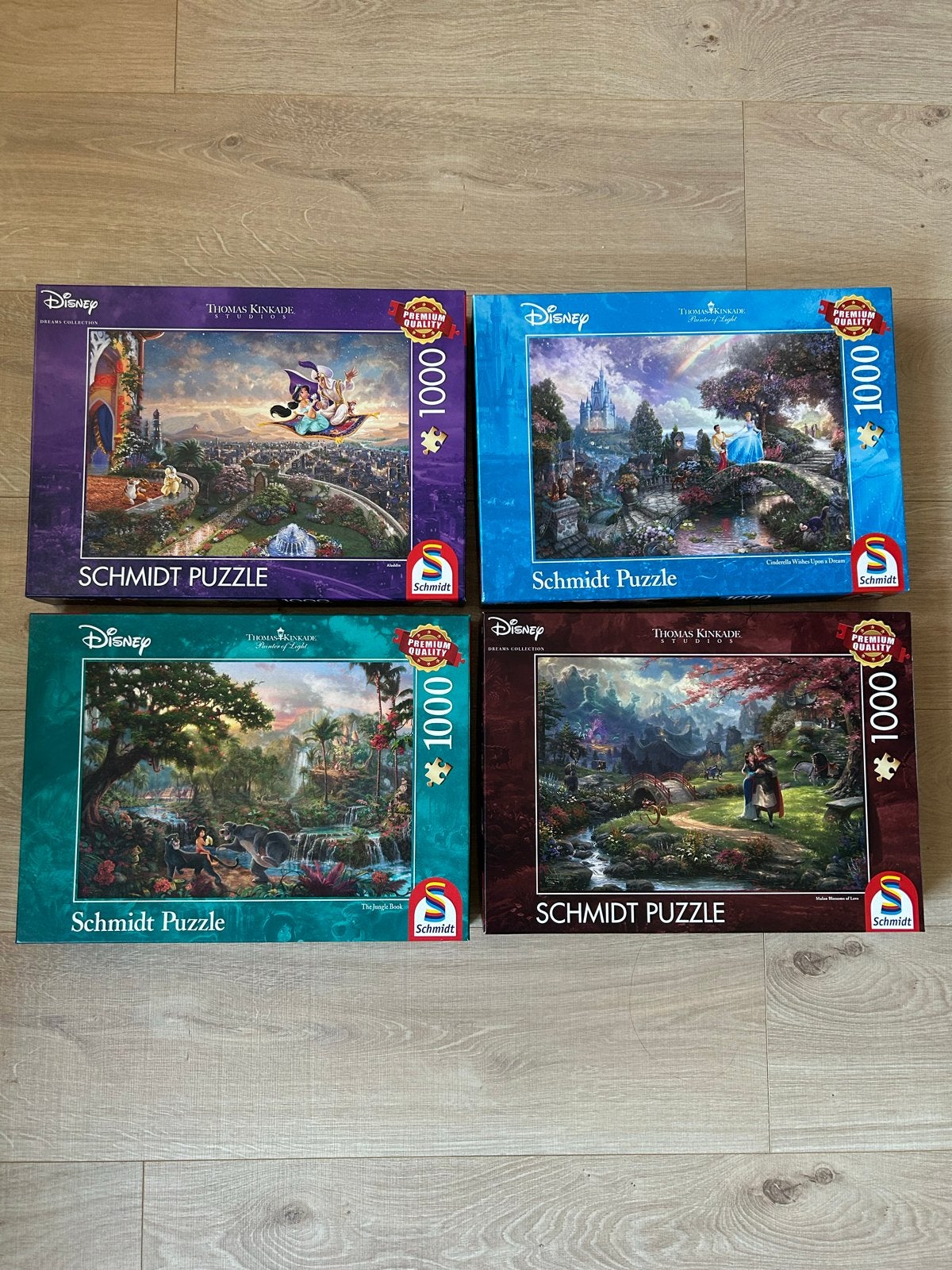 Disney Thomas Kinkade Schmidt Puzzels 1000 stukjes (4 stuks), Ophalen of Verzenden, 500 t/m 1500 stukjes, Zo goed als nieuw, Legpuzzel