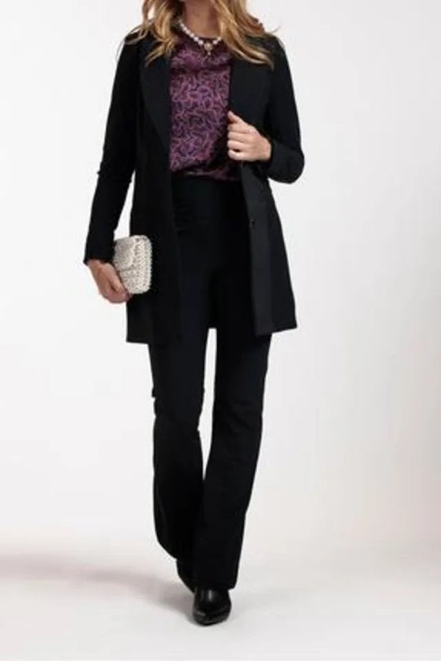 Studio Anneloes flared rib Saar broek black travelstof mt L, Kleding | Dames, Zwart, Maat 42/44 (L), Ophalen of Verzenden, Zo goed als nieuw
