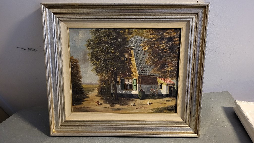 schilderij D. van Dijk, Ophalen, Handgeschilderd, Doek