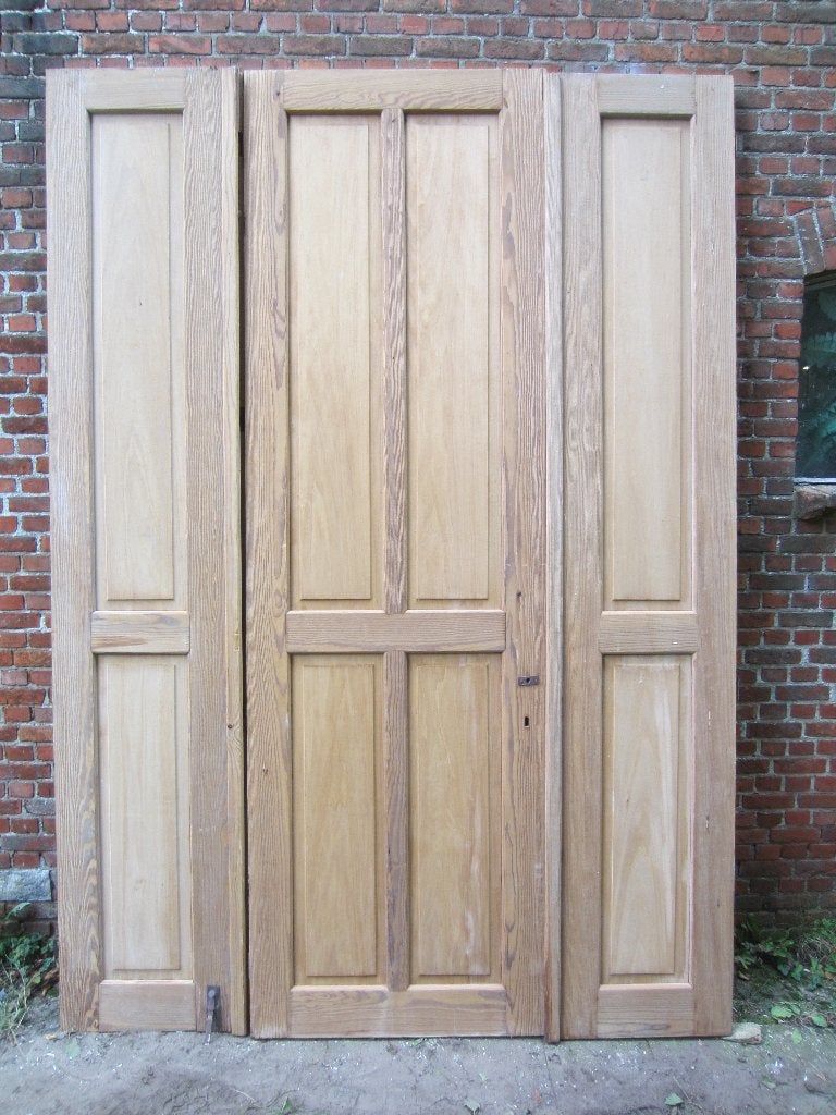 271hx191br Antieke driedelige deurenset, loopdeur 84 cm, Ophalen