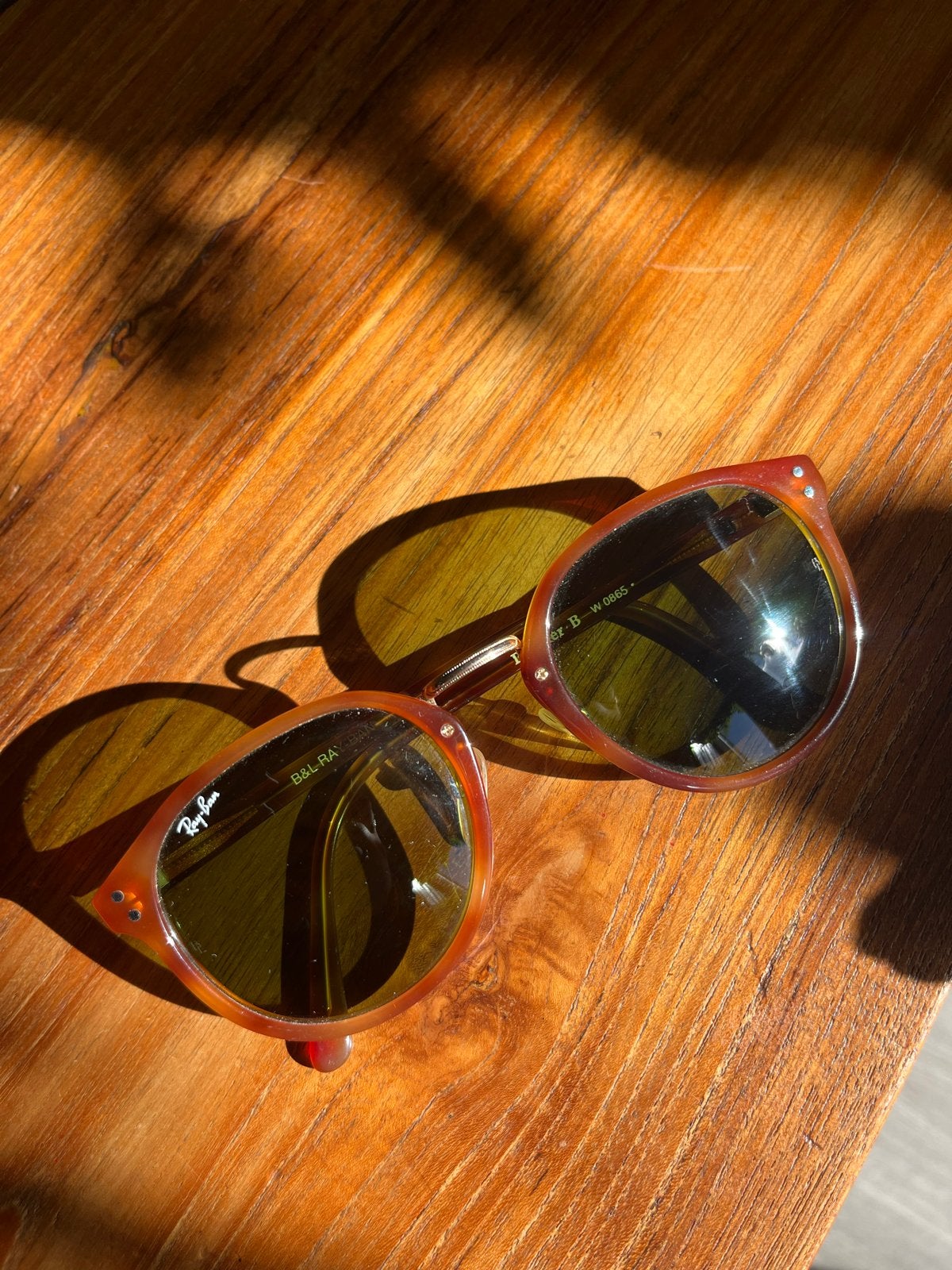 Vintage Ray-Ban Premier B Zonnebril met Hoesje, Gebruikt, Zonnebril, Bruin, Ophalen of Verzenden