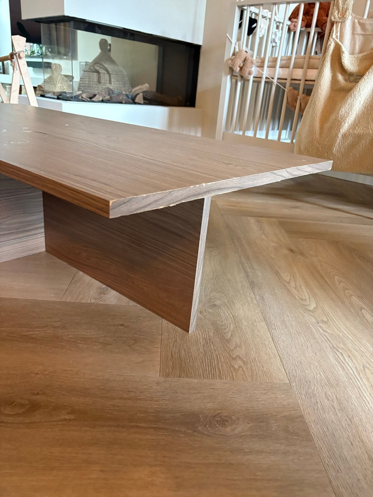 Salontafel noten - Modern en stijlvol, Ophalen, 50 tot 100 cm, Zo goed als nieuw, 150 tot 200 cm