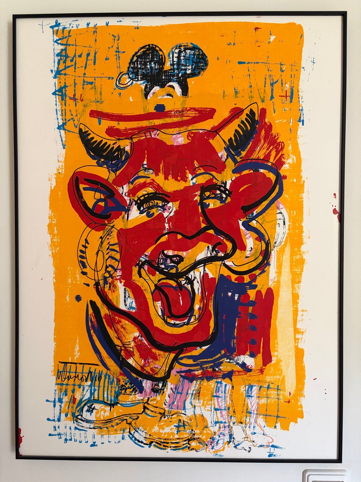 Klashorst Modern ingelijste zeefdruk 'Cows' - Handgesigneerd, Antiek en Kunst, Kunst | Litho's en Zeefdrukken, Gesigneerd, Ophalen