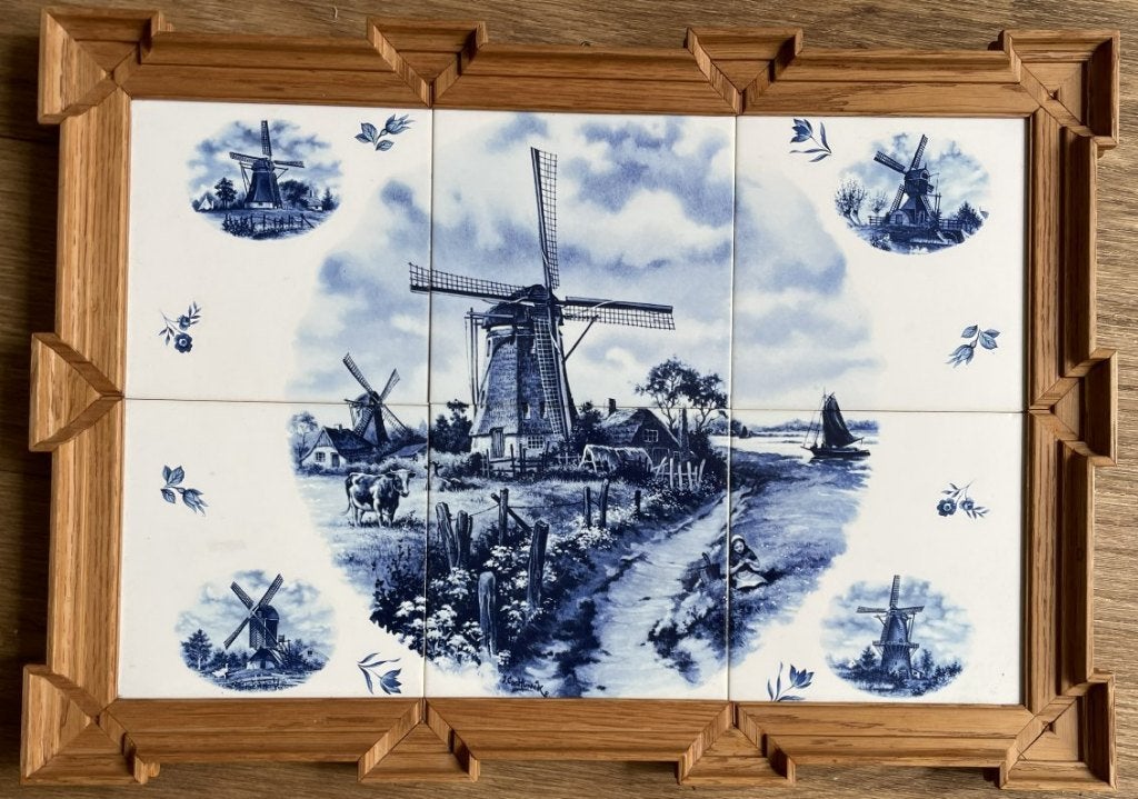 Delftblauwe tegels in lijst, Antiek en Kunst, Ophalen