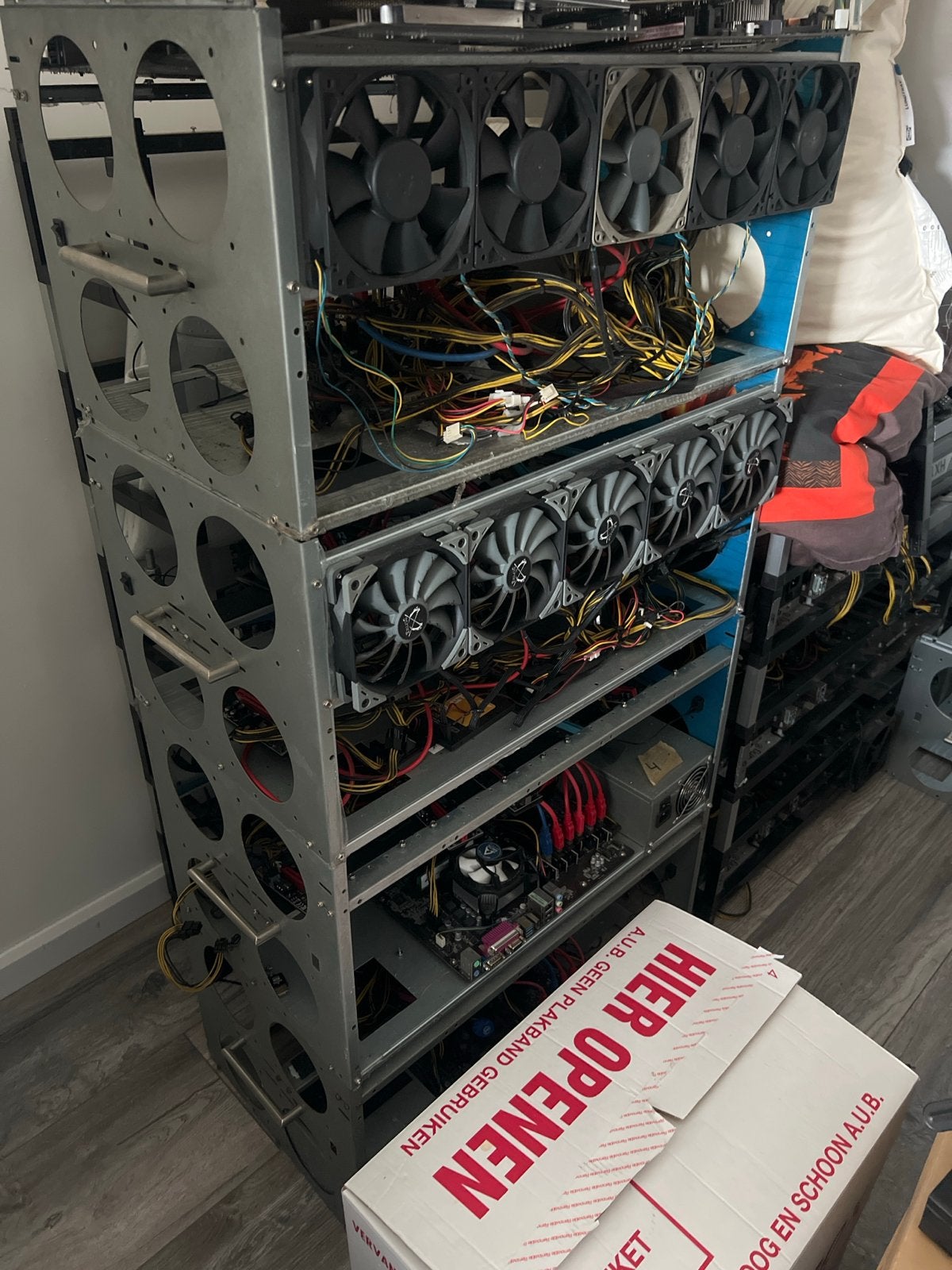 Crypto Mining Rig Barebone - Moederbord, Behuizing, Voeding, Ophalen of Verzenden, Gebruikt