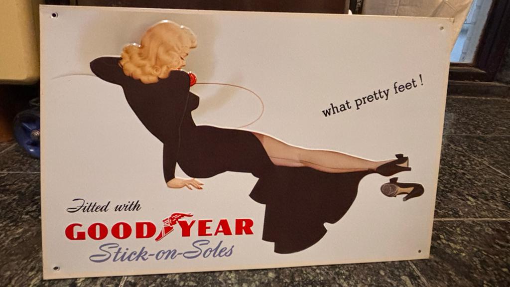 Vintage metalen wandbord Goodyear reclame jaren '50, Ophalen of Verzenden