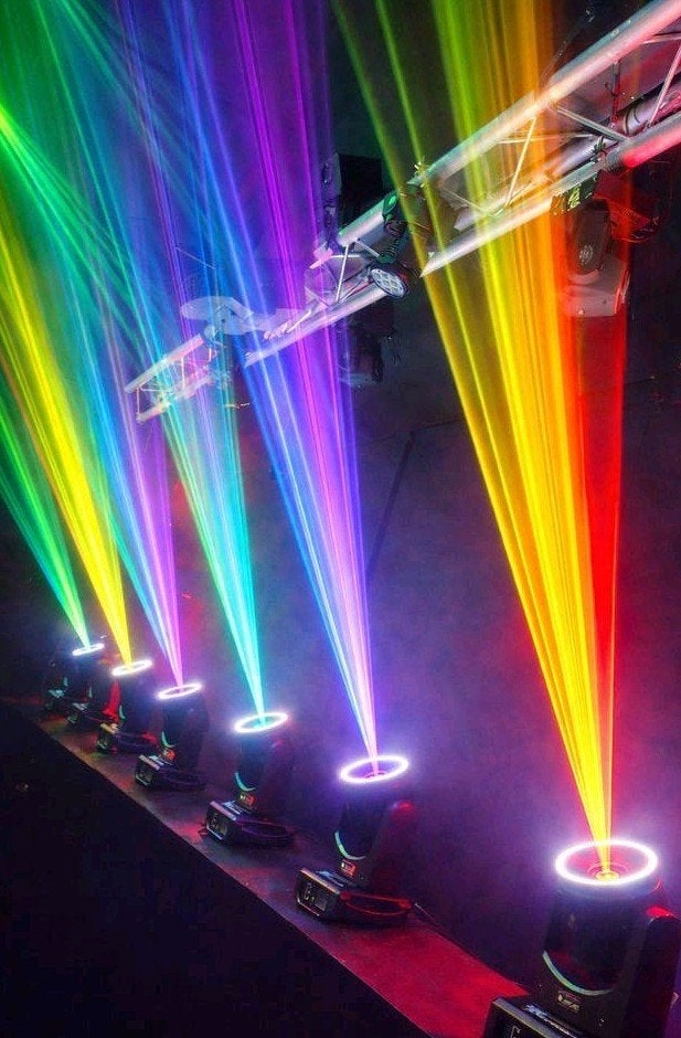 6x laser led movinghead met halo ring en dmx, Ophalen, Laser