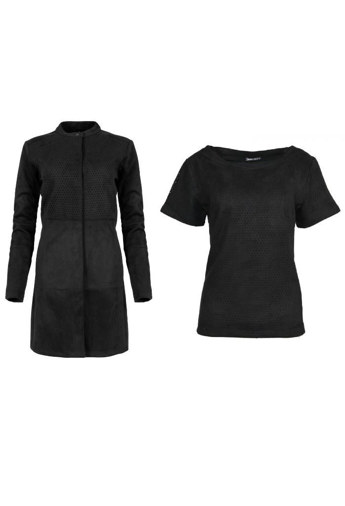 Maicazz set top (L) en vest (L), zwart, suedine, zgan, Kleding | Dames, Truien en Vesten, Zwart, Maat 42/44 (L), Ophalen of Verzenden