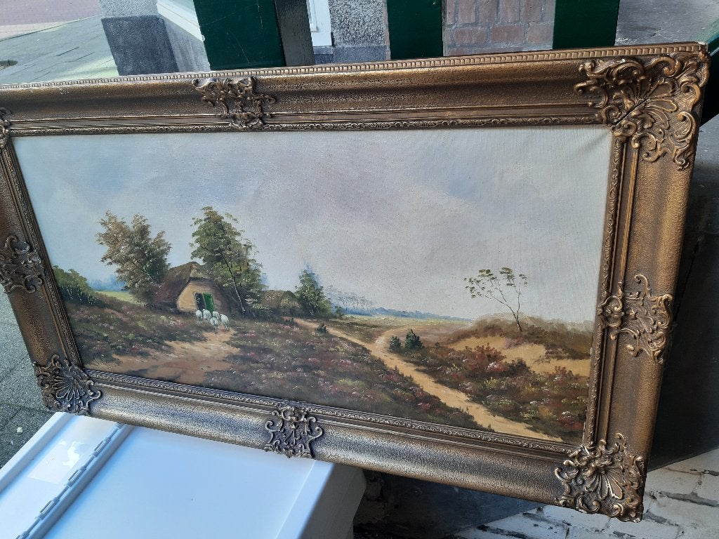 Schilderij, olieverf, Msch van Kampen, een schaapskooi, Ophalen